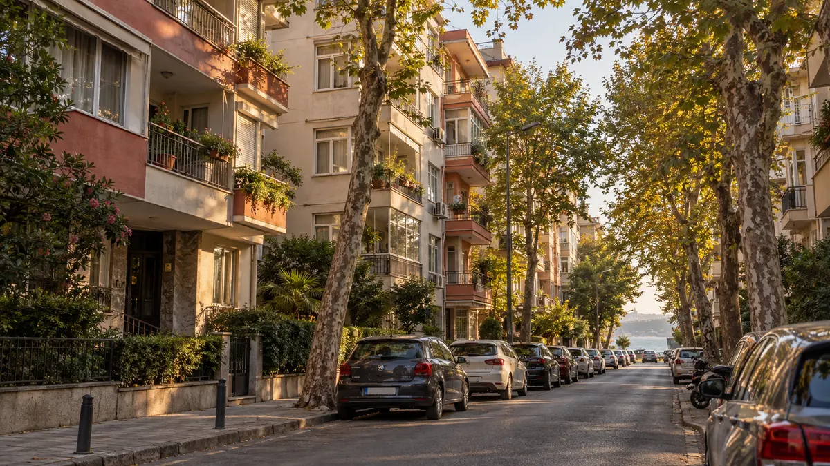 İstanbul mahalle dokusunu temsil eden apartmanlı sokak